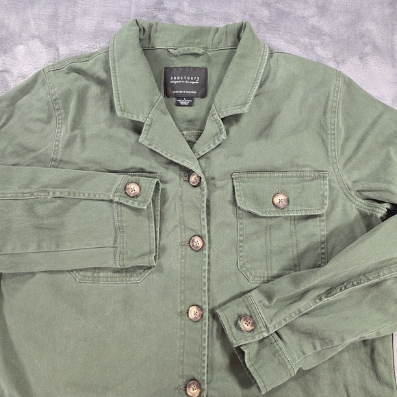 Sanctuary Utility Shacket Womens L Olive Green Button Jacket Military Style - Picture 1 of 8
